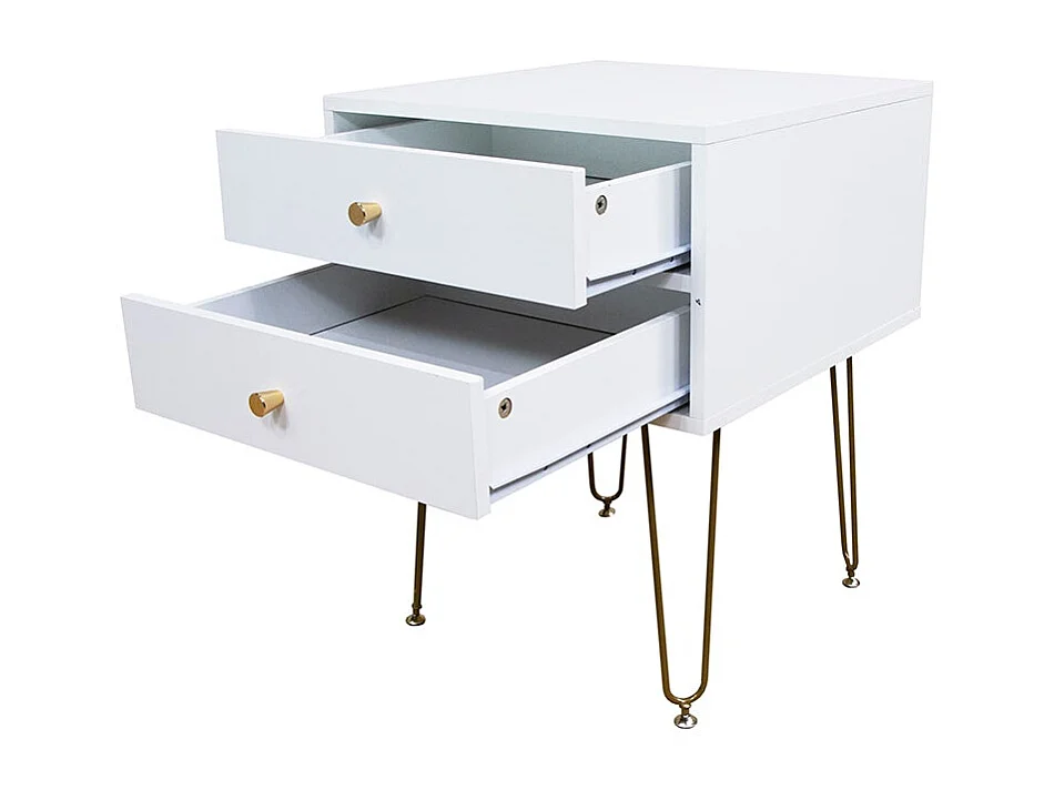 Mesa de Cabeceira Arija, Branco e dourada 59x45cm