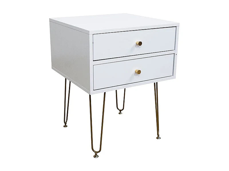 Mesa de Cabeceira Arija, Branco e dourada 59x45cm