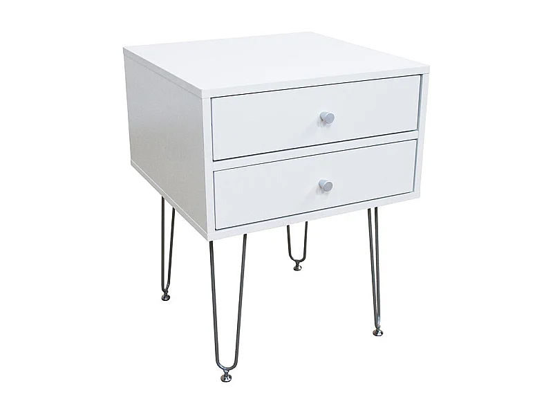 Mesa de Cabeceira Arija, Branco e prateada 59x45cm