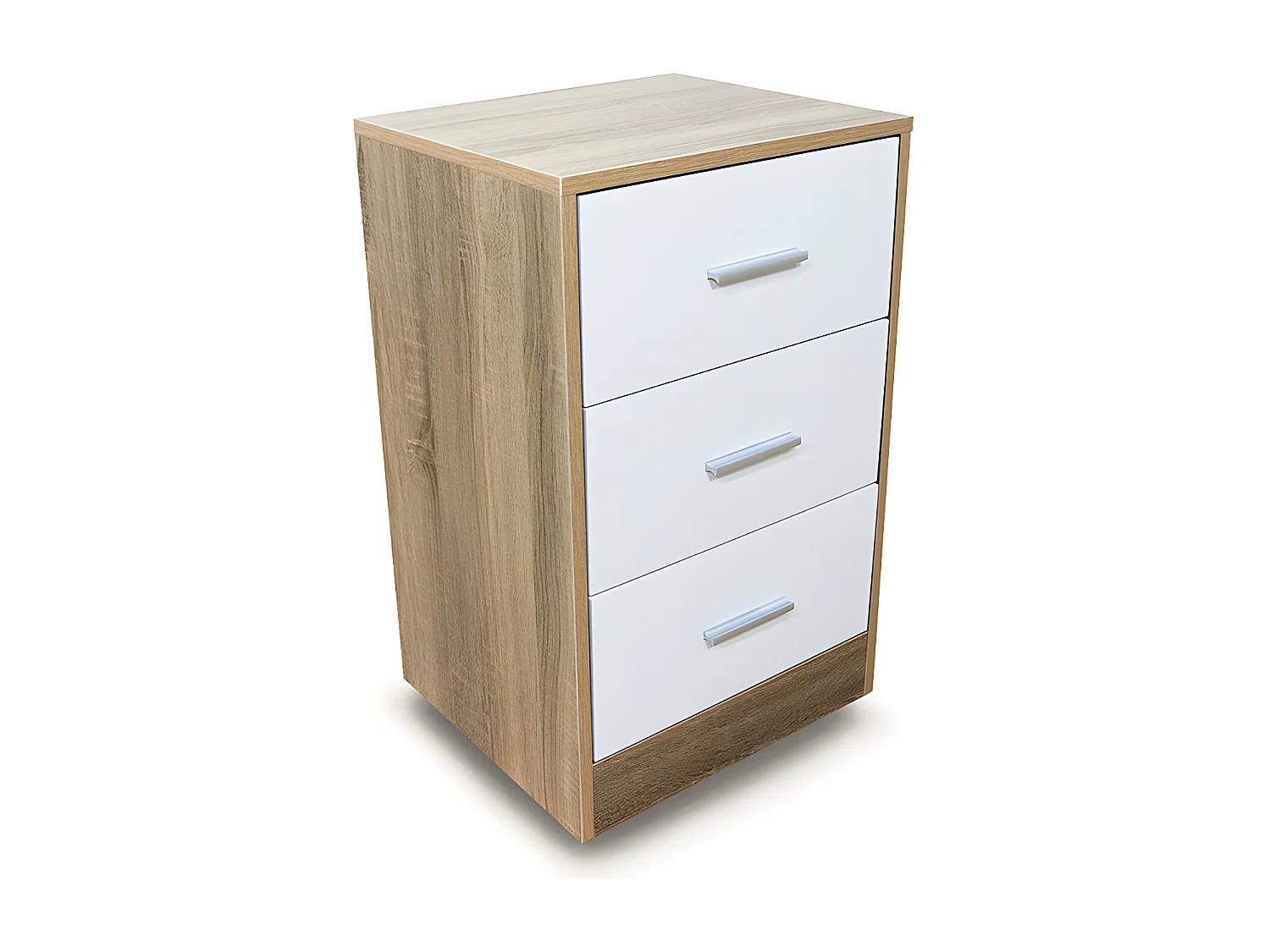 Mesita de Noche Silva, Blanco y Cambria 62x40 cm