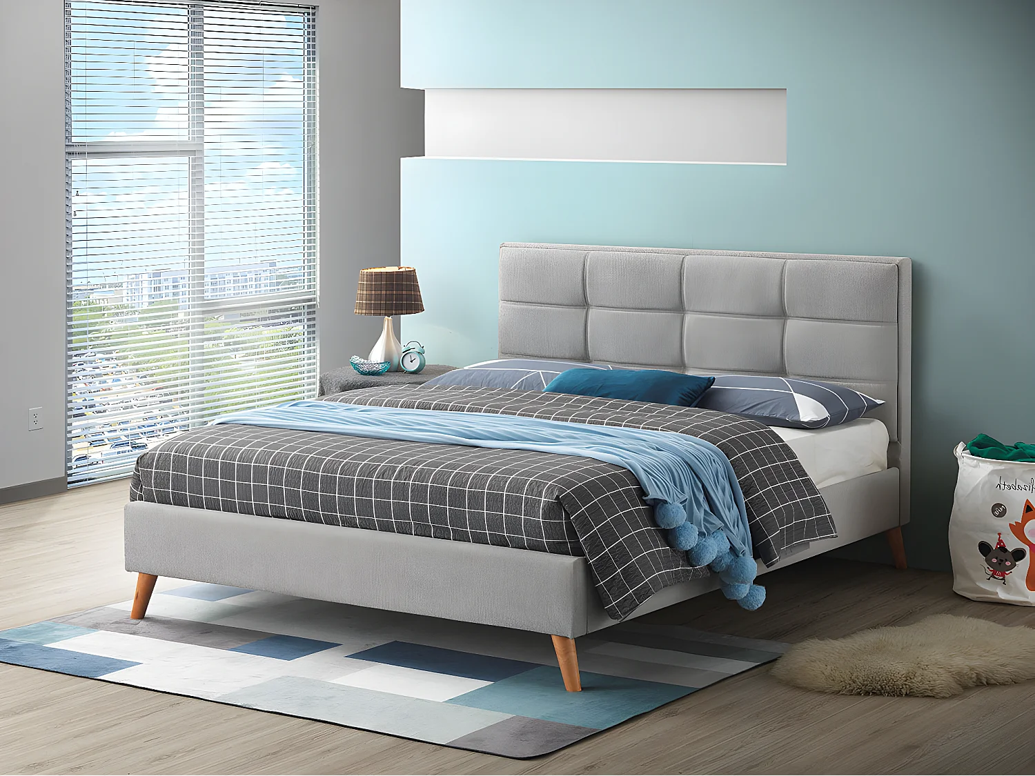 Cama de Matrimonio Barley 135cm Gris + Colchon Basico de 17 cm (+/-)