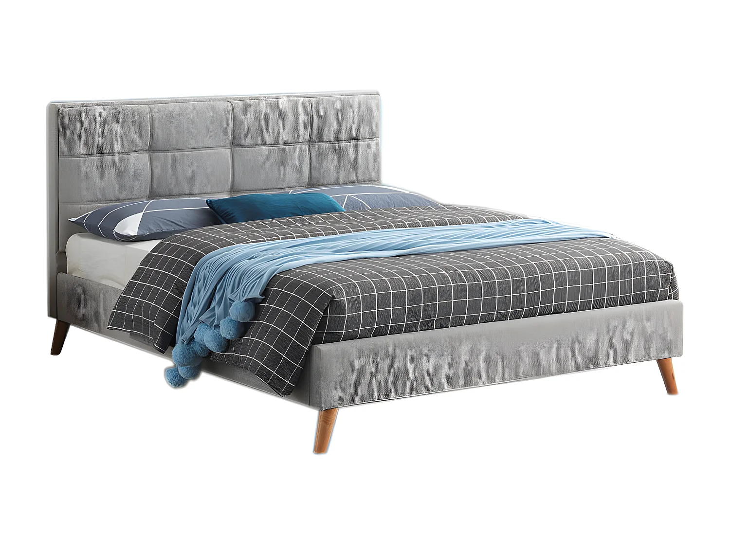 Cama de Matrimonio Barley 135cm Gris + Colchon Basico de 17 cm (+/-)