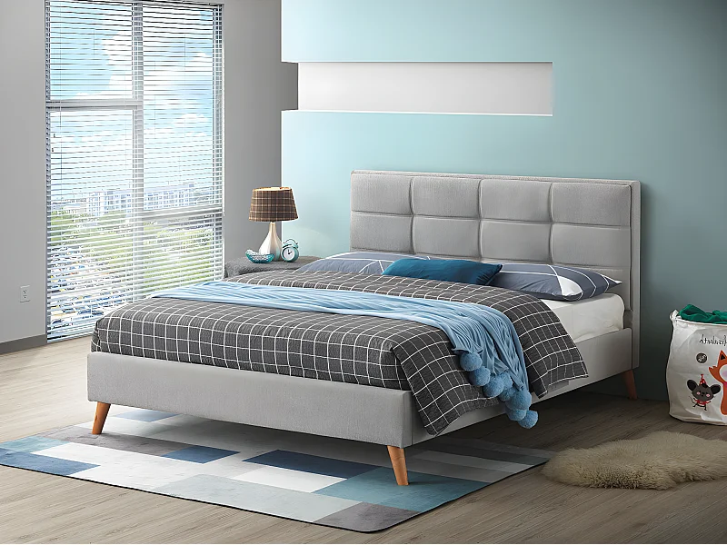 Cama de Matrimonio Barley 135cm Gris + Colchon Basico de 17 cm (+/-)