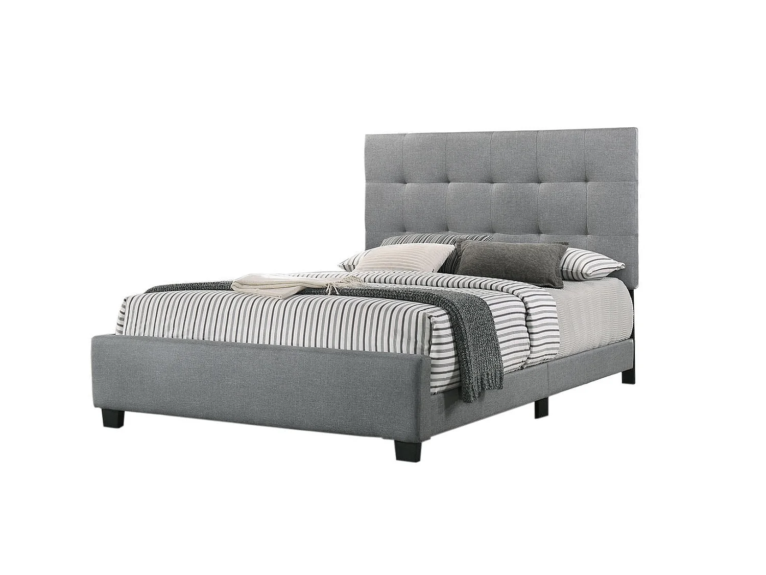 Cama de Matrimonio con Somier Emily 150cm Gris + Colchon Basico de 17 cm (+/-)