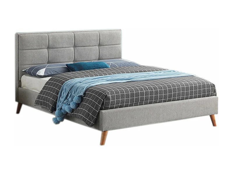 Cama de Casal Barley 150cm Cinza + Colchão Básico de 17 cm (+/-)