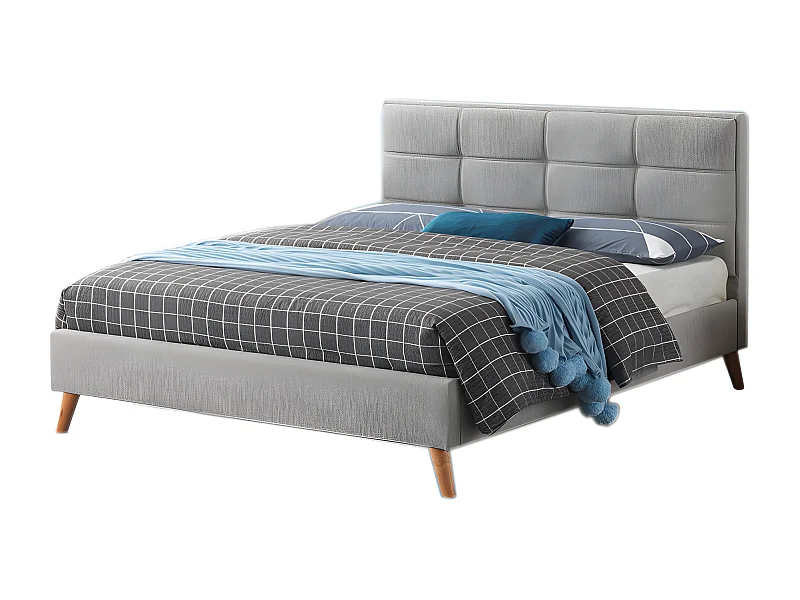 Cama de Matrimonio Barley 135cm Gris + Colchon TOP Viscoelastico de 28 cm