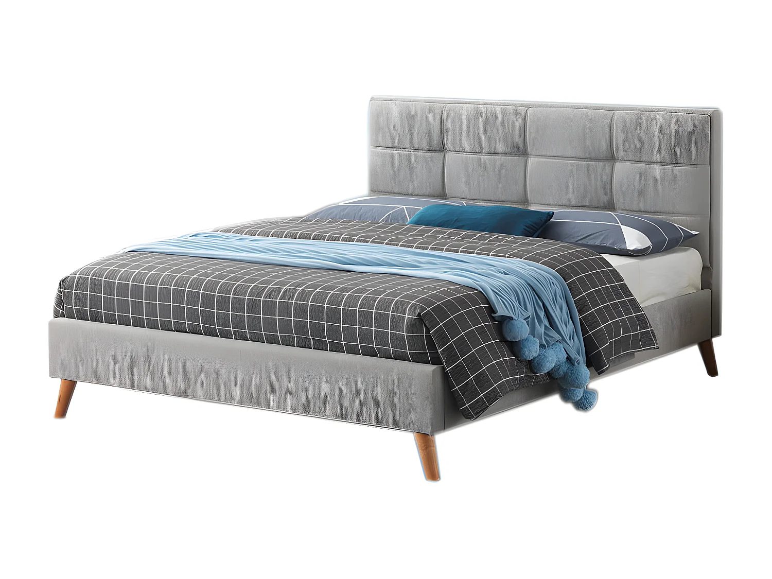 Cama de Matrimonio Barley 135cm Gris + Colchon TOP Viscoelastico de 28 cm