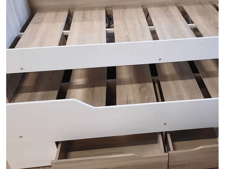 Cama Nido Juvenil DN con Somier + 2 Cajones Cambria y Blanco