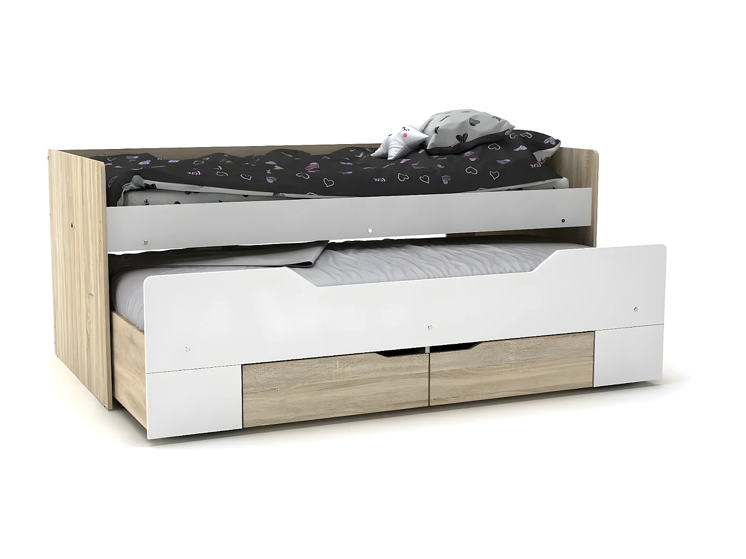 Cama Nido Juvenil DN con Somier + 2 Cajones Cambria y Blanco