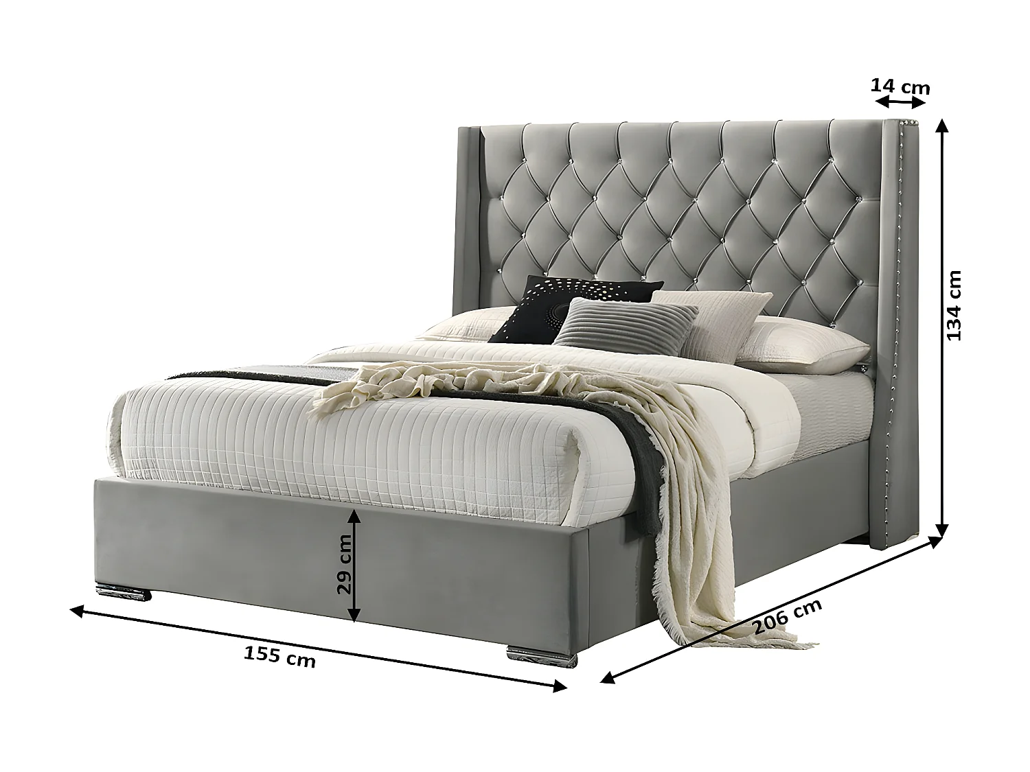 Cama de Matrimonio Meldives 150cm Gris