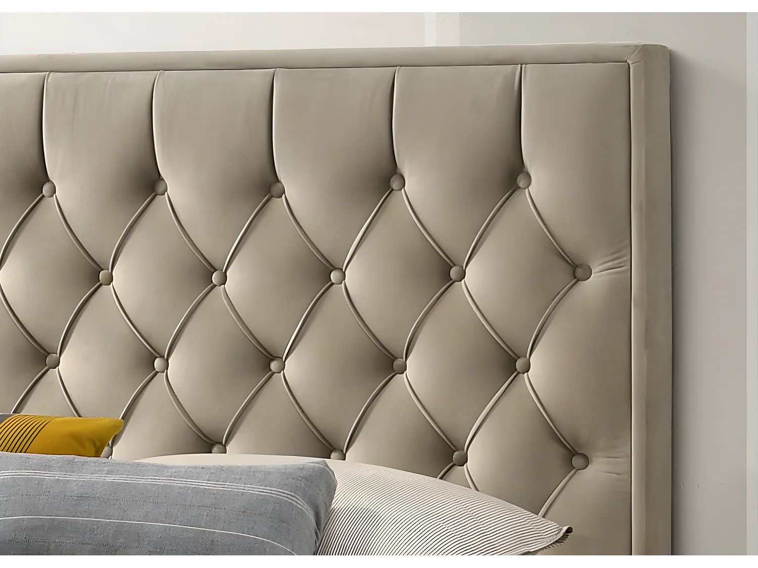 Cama de Matrimonio Magallan 150cm Beige + Colchon Viscoelastico de 23 cm