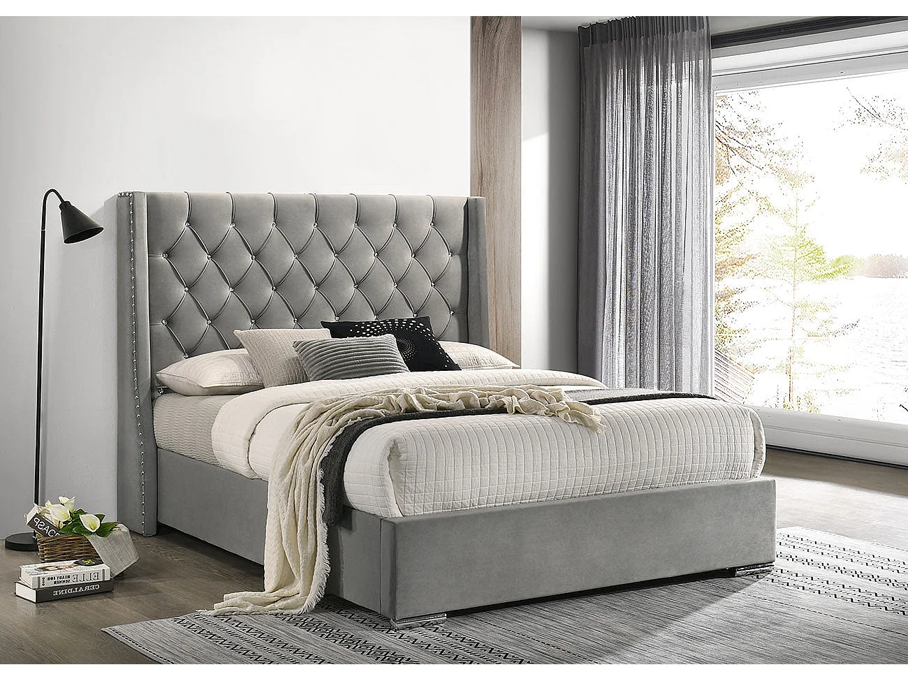 Cama de Casal Meldives 135cm Cinza