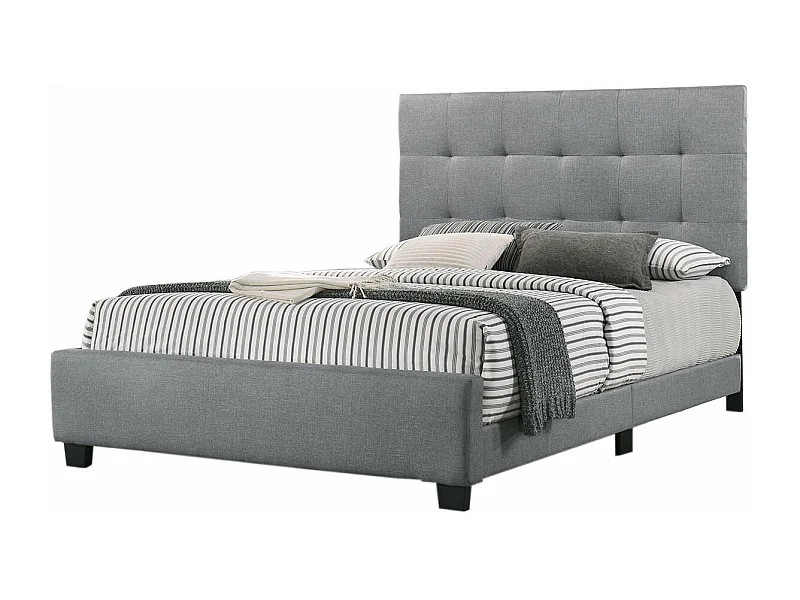 Cama de Casal Emily com Estrado 150cm Cinza + Colchão Viscoelástico TOP de 28cm