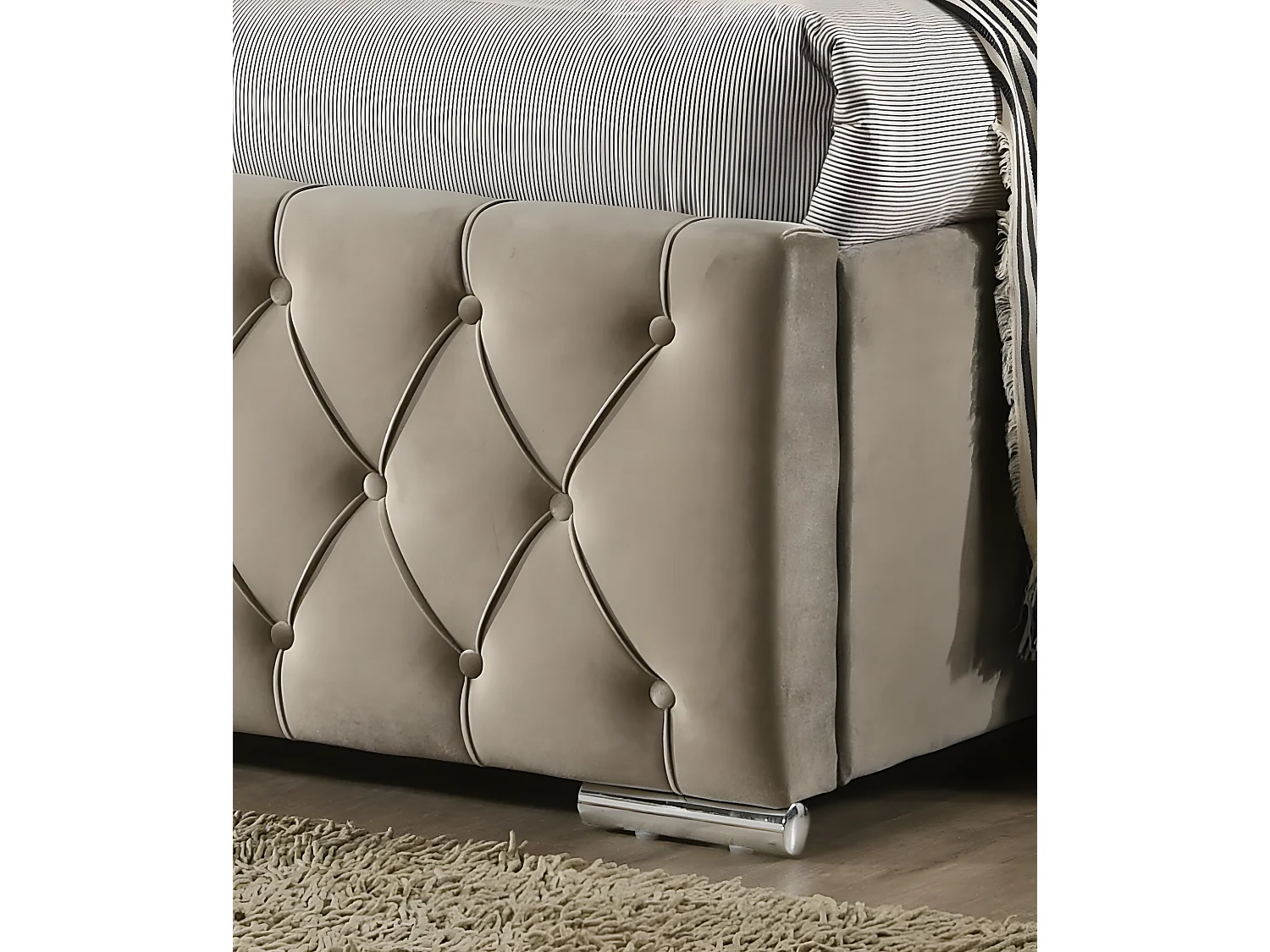 Cama de Casal Magallan 135cm Bege + Colchão Viscoelástico de 23cm