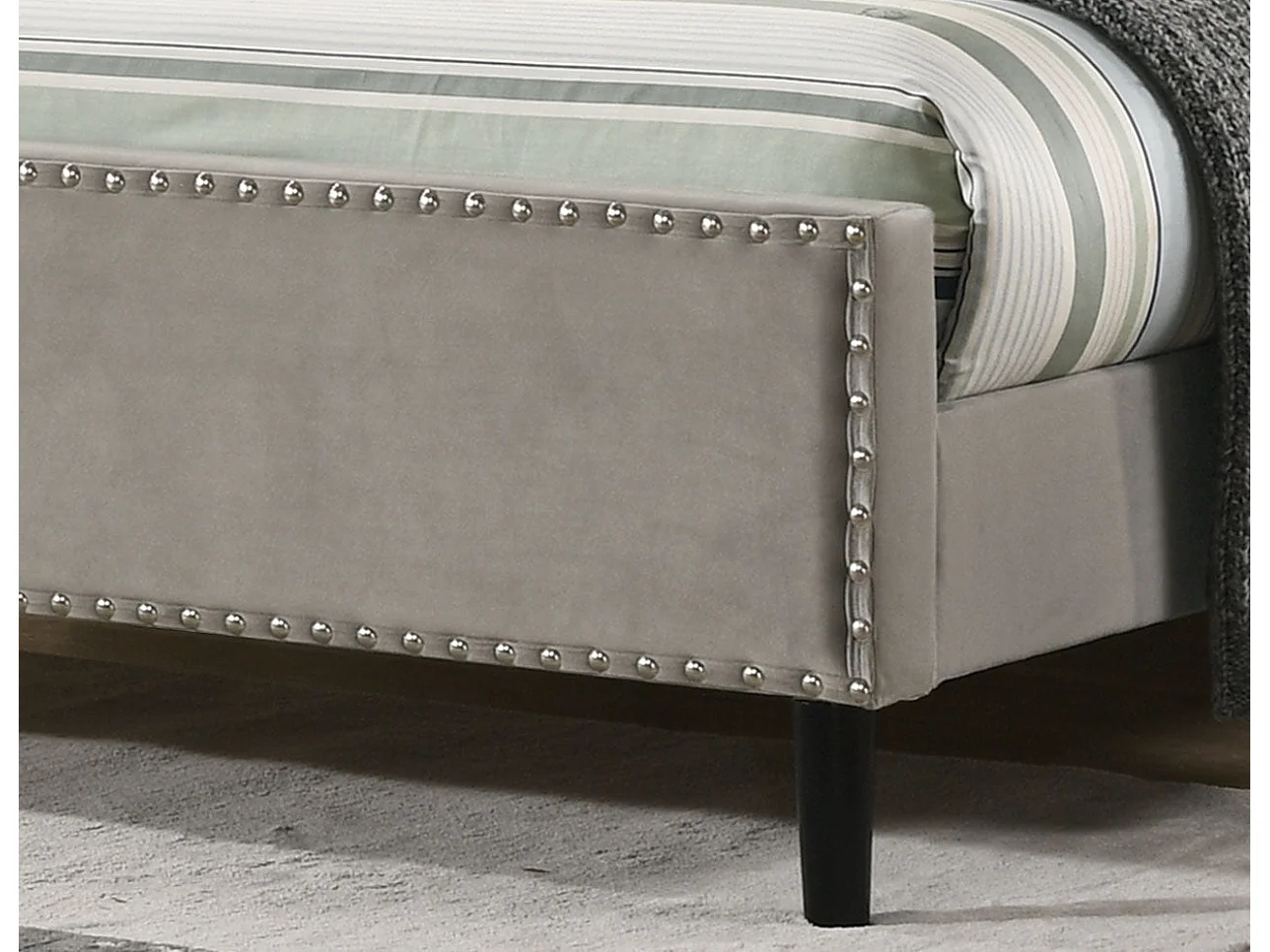 Cama de Matrimonio Jessy 150cm Azul en terciopelo + Colchon Basico de 17 cm (+/-)