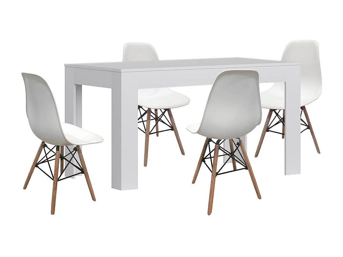 Mesa extensível de jantar ou cozinha + 4 cadeiras estilo nórdico