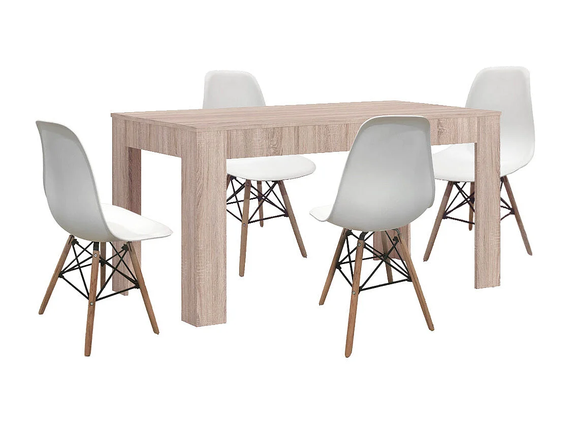 Mesa extensível de jantar ou cozinha + 4 cadeiras estilo nórdico