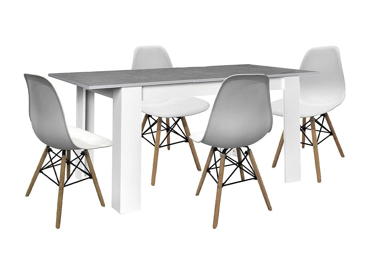 Mesa extensível de jantar ou cozinha + 4 cadeiras estilo nórdico