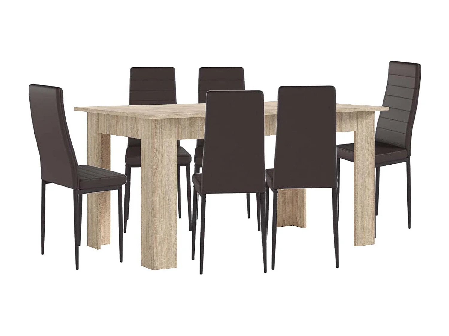 Pack Mesa de Comedor o Cocina Cambria + 6 Sillas en Polipiel/metal Blanco