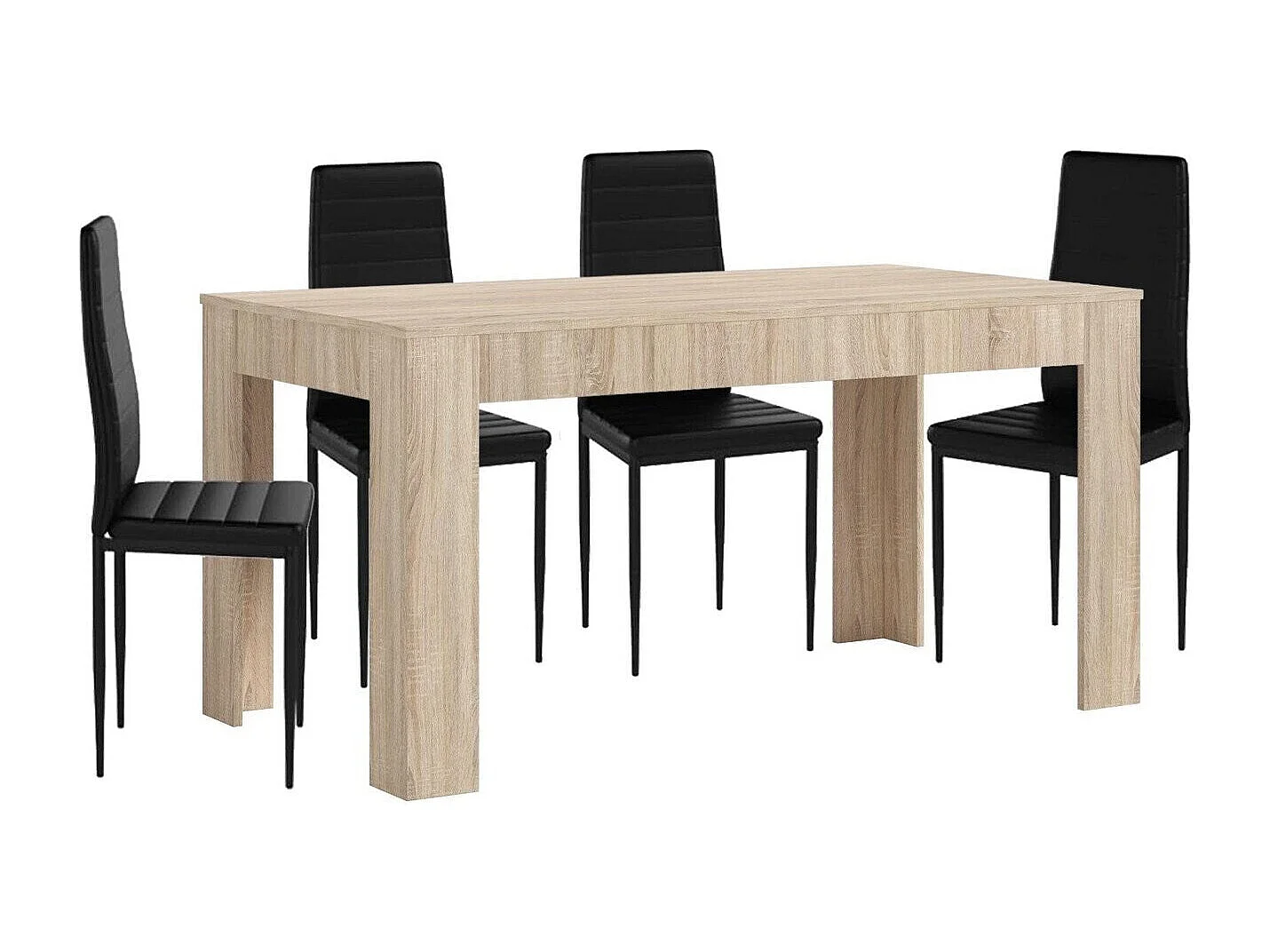 Mesa Extensible de Comedor o Cocina Cambria + 4 Sillas en Polipiel/metal Negro