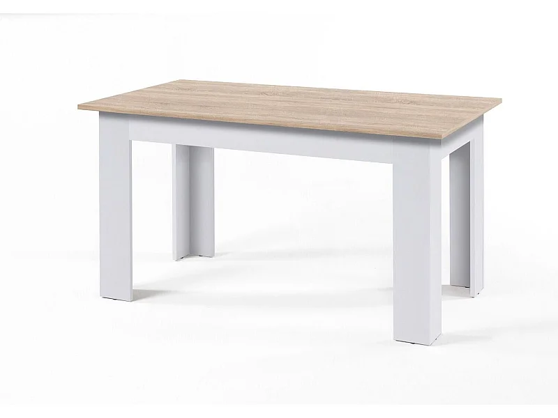 Mesa de Jantar ou Cozinha Mira 138cm, Branco e Carvalho