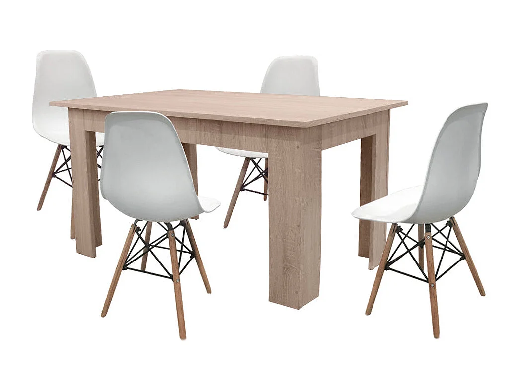 Pack Mesa de Comedor o Cocina + 4 Sillas Estilo Nordico