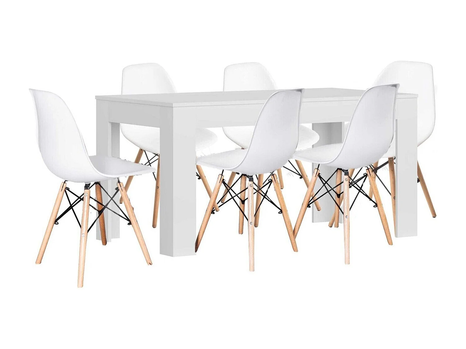 Mesa extensível de jantar ou cozinha + 6 cadeiras estilo nórdico