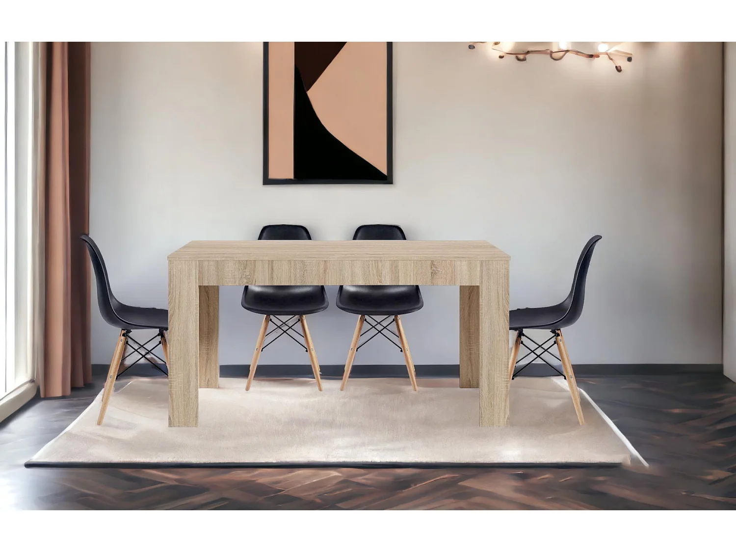 Mesa extensível de jantar ou cozinha + 4 cadeiras estilo nórdico