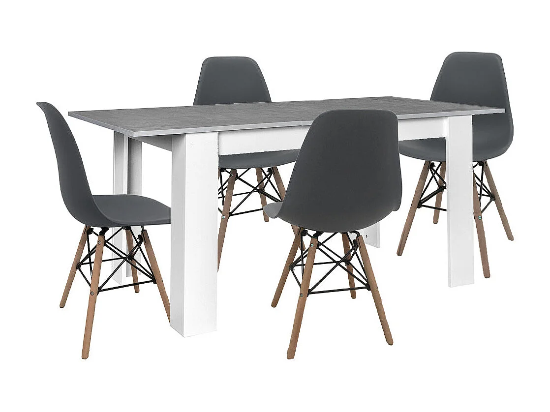 Mesa extensível de jantar ou cozinha + 4 cadeiras estilo nórdico