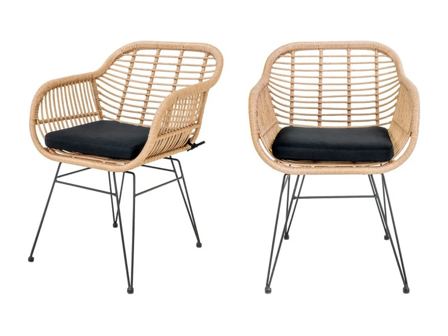 Set van 2 LAZO fauteuils met rotaneffect – Binnen of buiten-Color ribete verde crudo