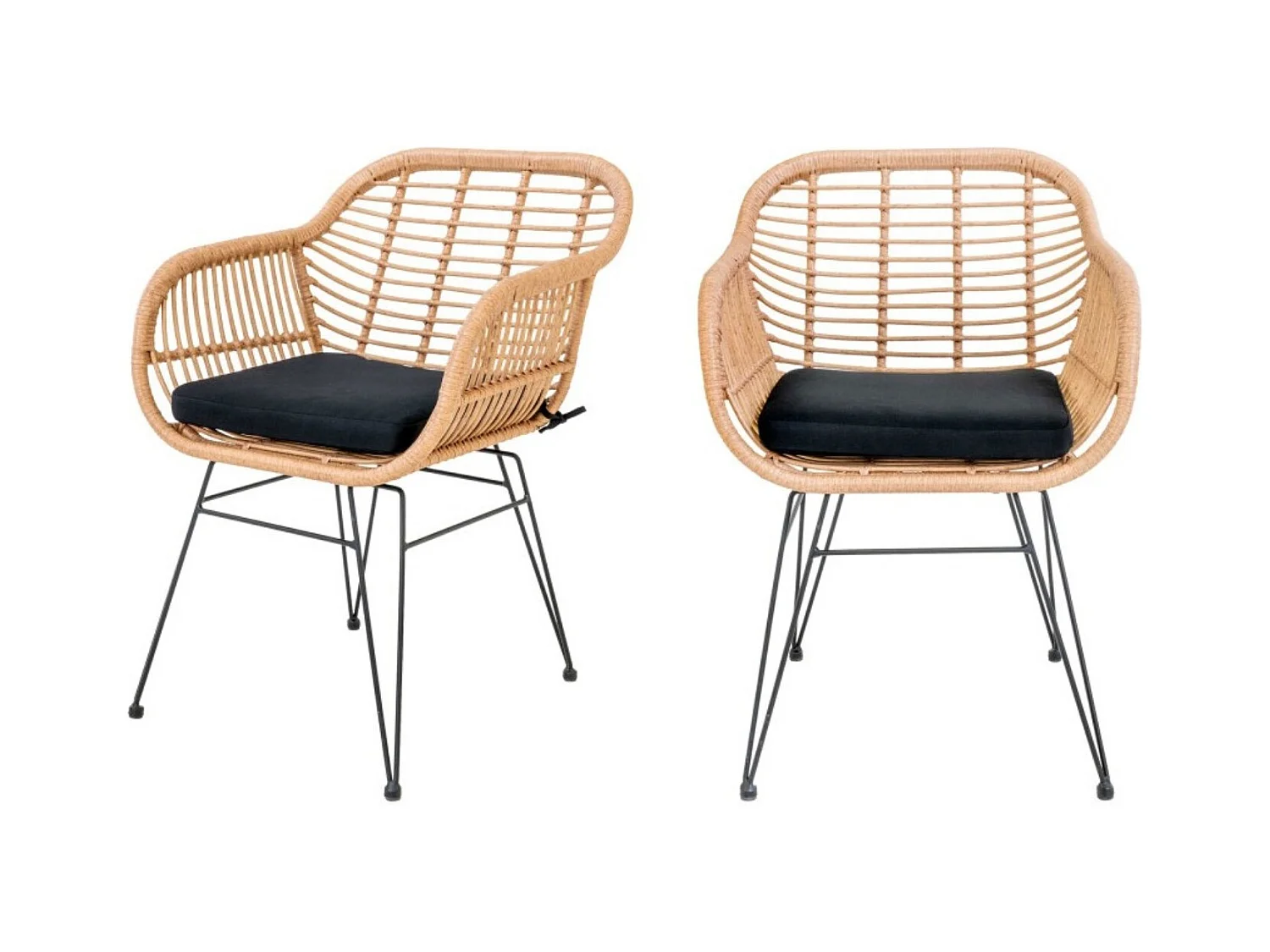 Lot de 2 fauteuils effet rotin LAZO – Intérieur ou extérieur-Beige