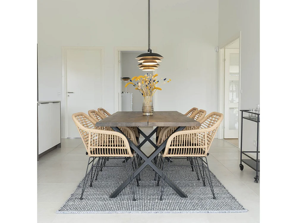 Lot de 2 fauteuils effet rotin LAZO – Intérieur ou extérieur-Beige