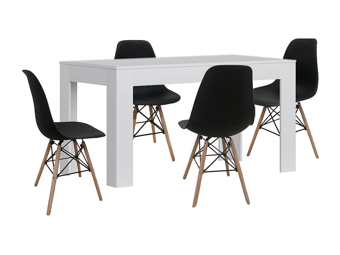 Mesa Extensible de Comedor o Cocina + 4 Sillas Estilo Nordico