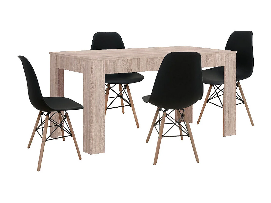 Mesa Extensible de Comedor o Cocina + 4 Sillas Estilo Nordico