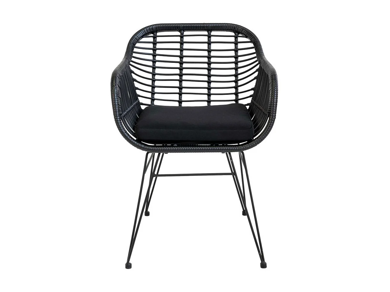 Lot de 2 fauteuils effet rotin LAZO – Intérieur ou extérieur-Noir