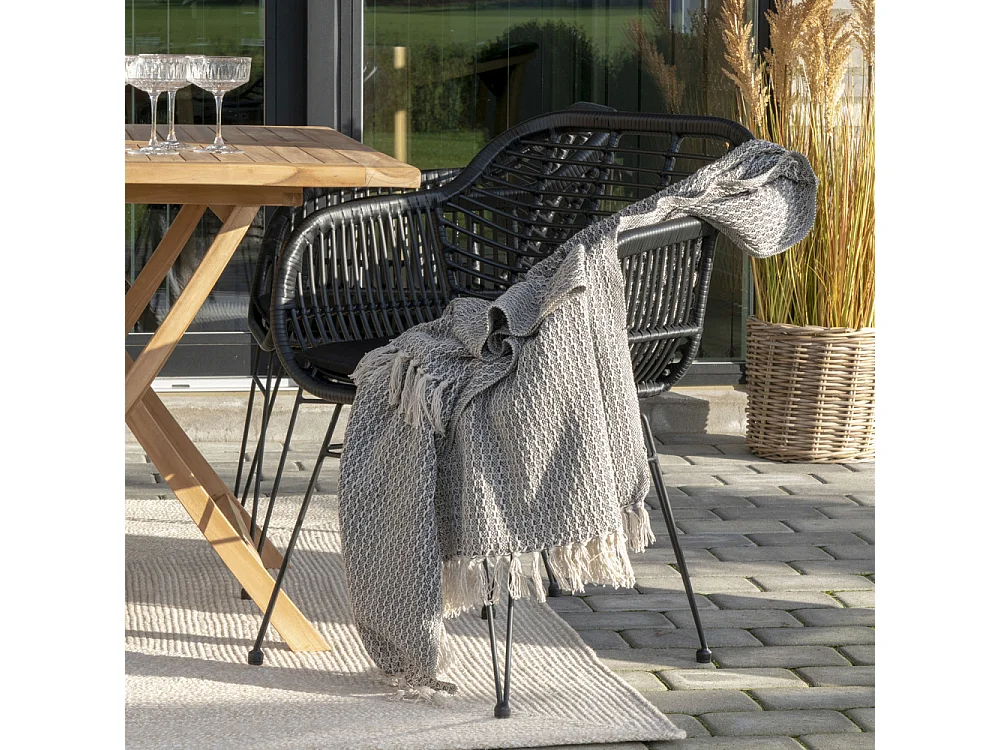 Lot de 2 fauteuils effet rotin LAZO – Intérieur ou extérieur-Noir