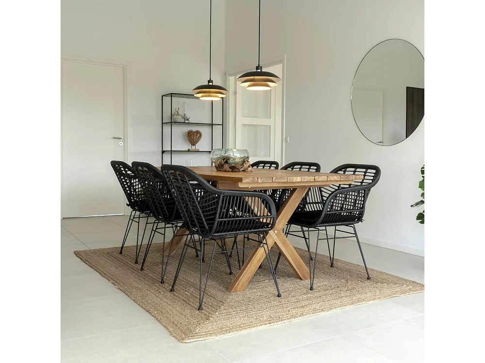 Lot de 2 fauteuils effet rotin LAZO – Intérieur ou extérieur-Noir