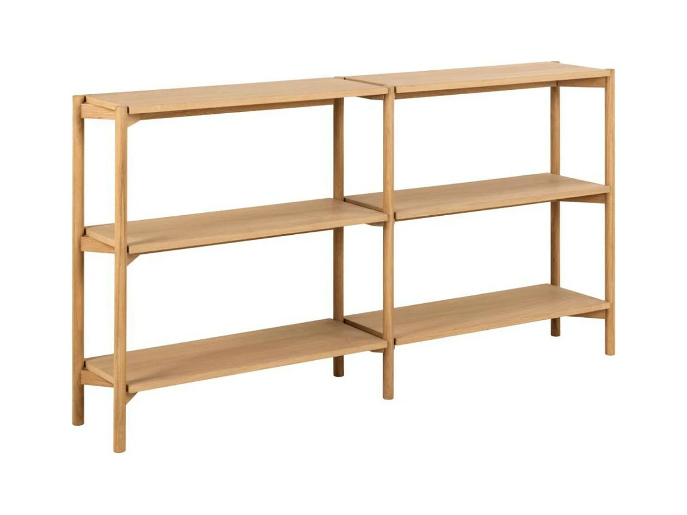 Bibliothèque basse scandinave en chêne clair 4 tablettes - BRENDA