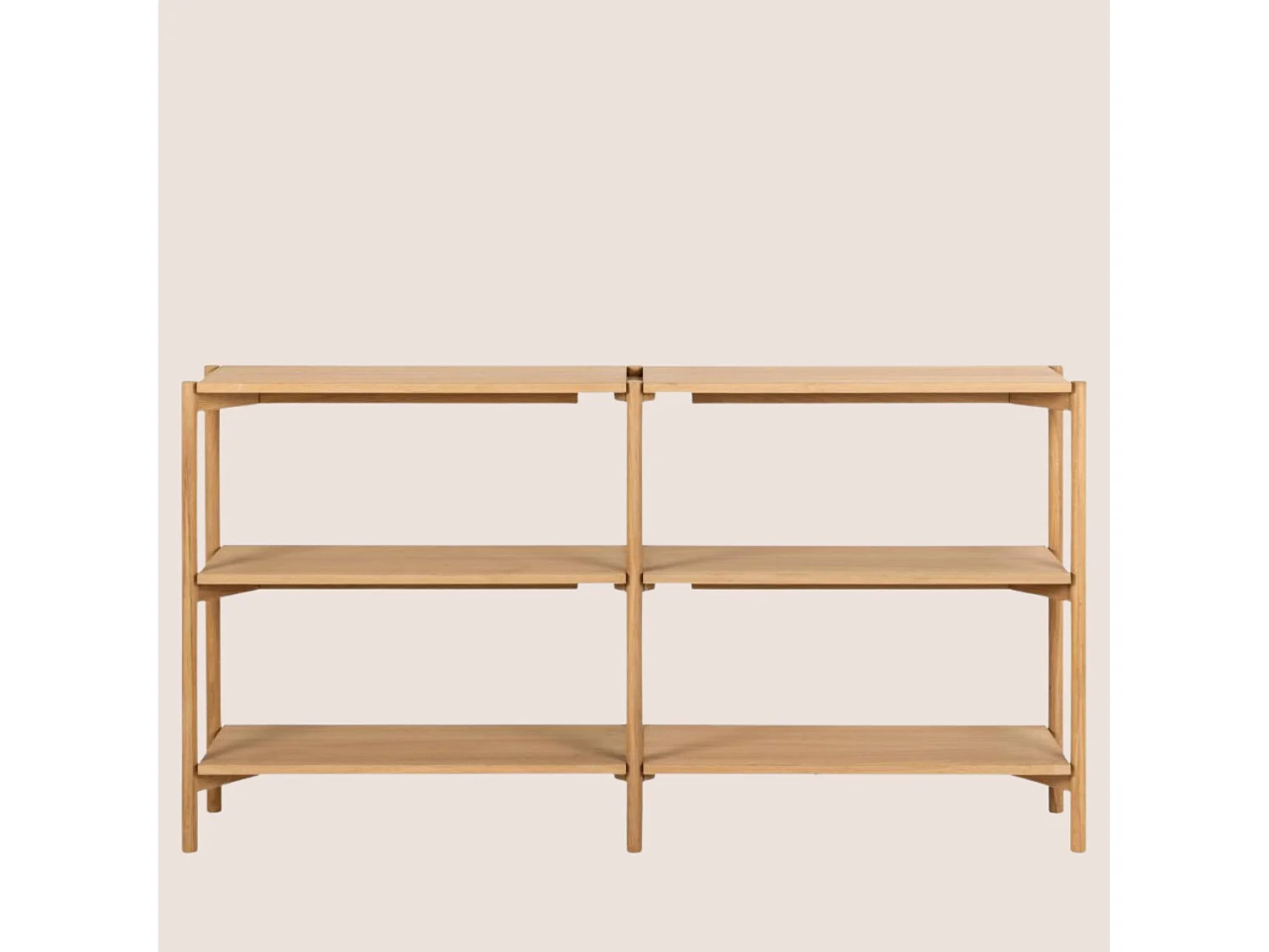 Bibliothèque basse scandinave en chêne clair 4 tablettes - BRENDA