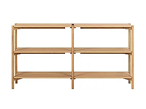 Bibliothèque basse scandinave en chêne clair 4 tablettes - BRENDA