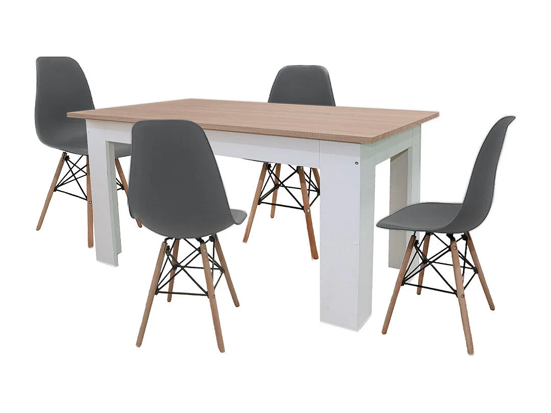 Pack Mesa de Comedor o Cocina + 4 Sillas Estilo Nordico