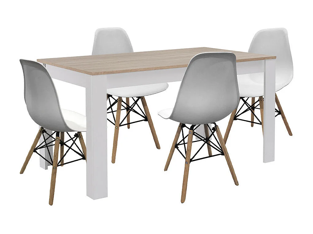 Pack Mesa de Comedor o Cocina + 4 Sillas Estilo Nordico