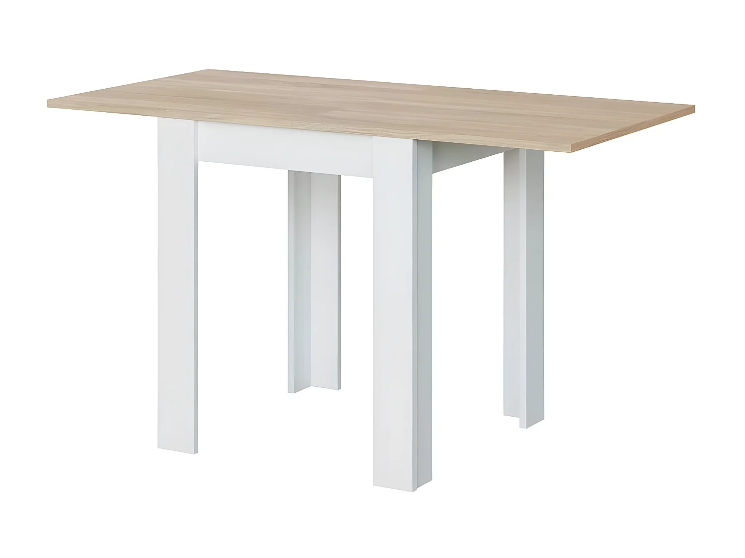 Mesa Auxiliar Extensível Livre 134cm. Sala de Jantar ou Cozinha, Branco e Carvalho