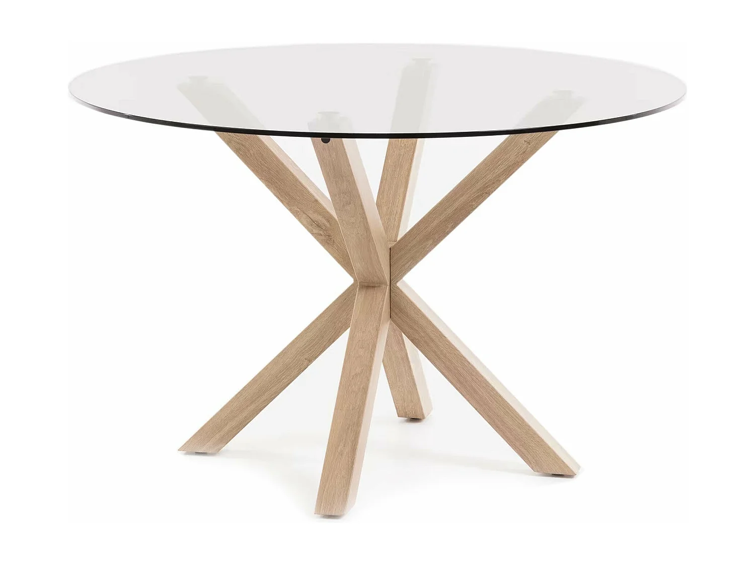 Pack Mesa Redonda de Cristal Templado + 4 Sillas polipiel/metal Negro 120x75 cm