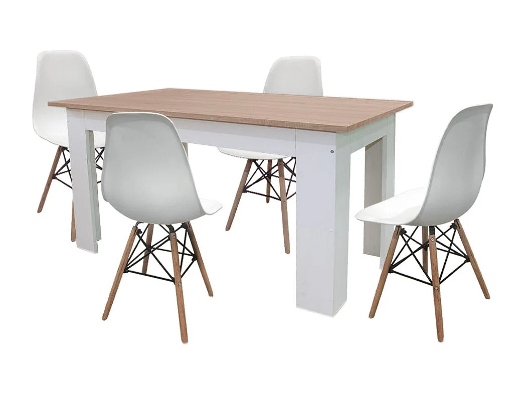 Pack Mesa de Comedor o Cocina + 4 Sillas Estilo Nordico