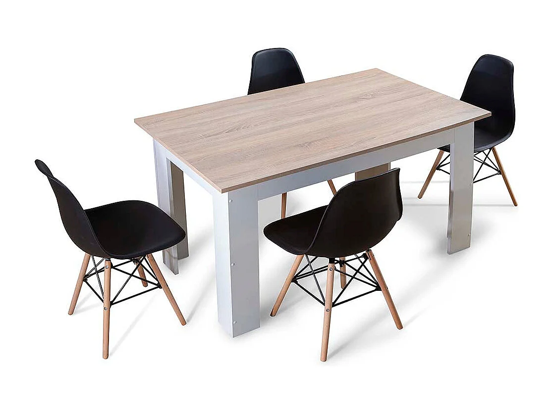 Pack Mesa de Comedor o Cocina + 4 Sillas Estilo Nordico