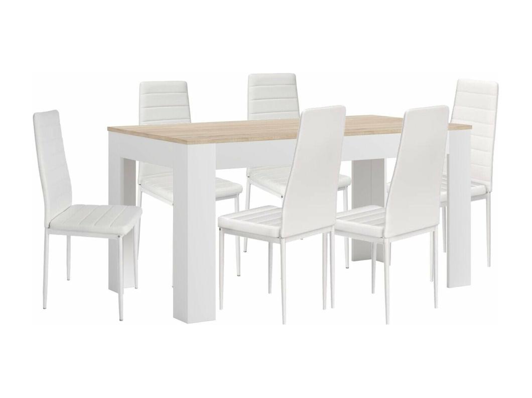 Mesa Extensible de Comedor o Cocina + 6 Sillas en Polipiel/metal