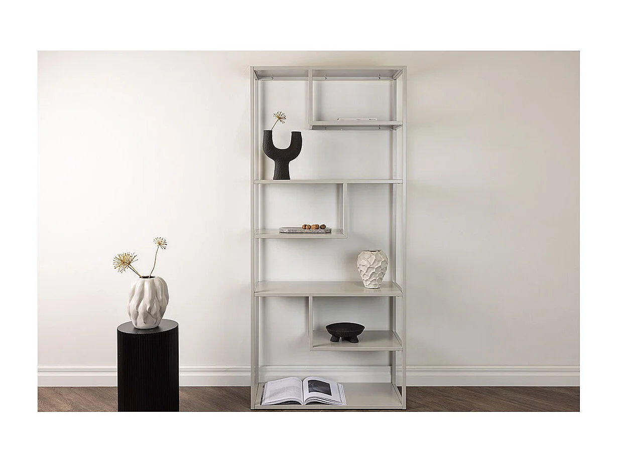 Étagère Bibliothèque 6 Niveaux "Staal" 188cm Beige