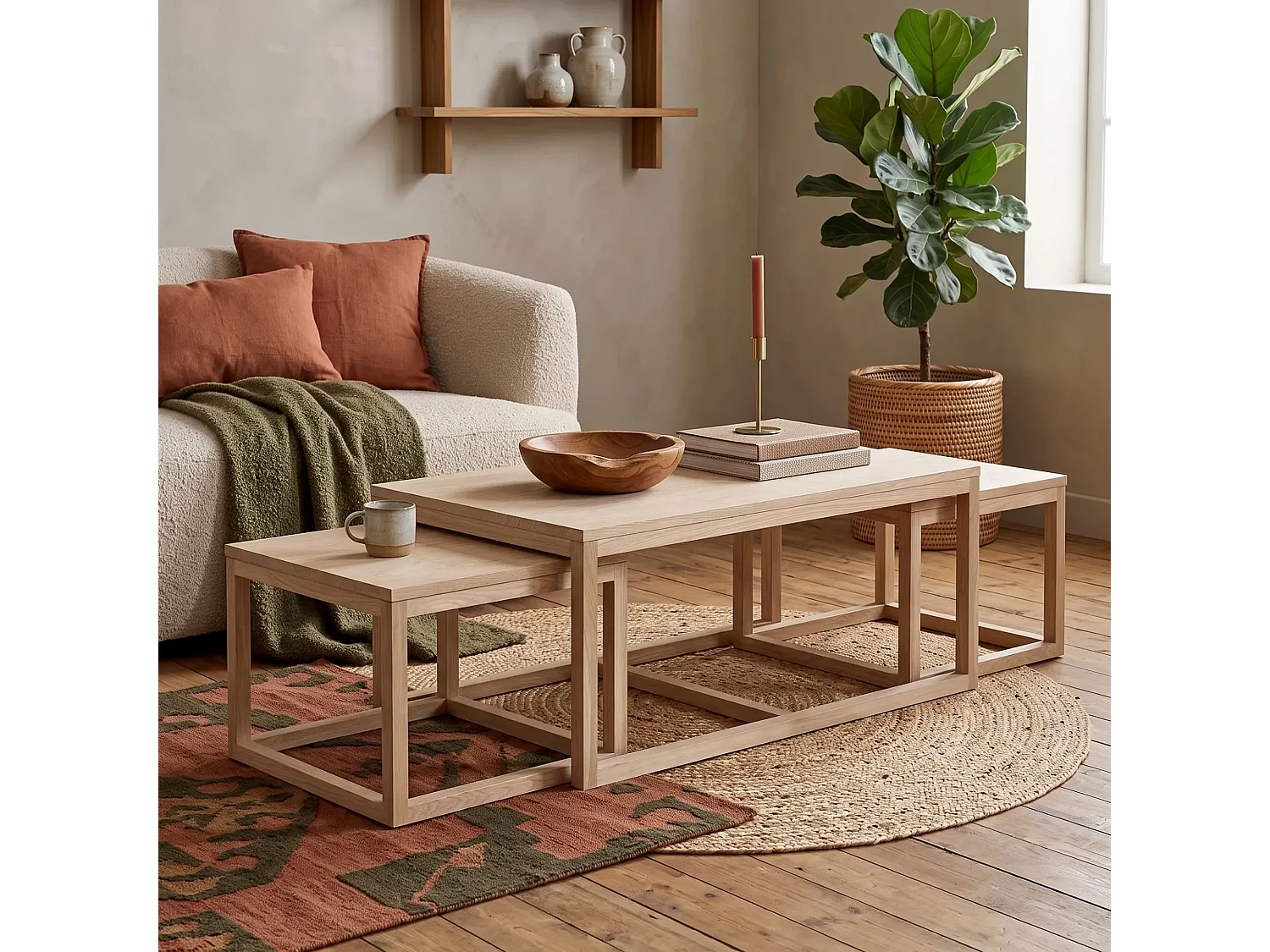 Table basse carrée en chêne - CORNER