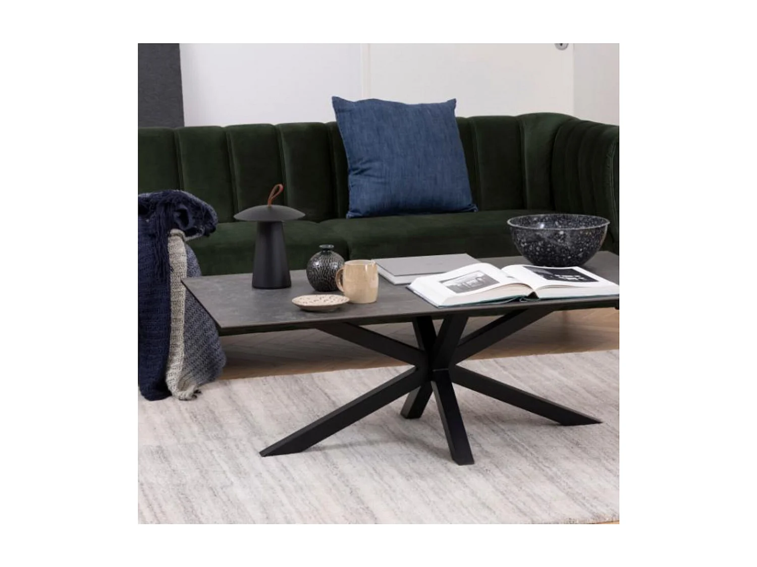 Table basse rectangulaire en céramique et métal L130 - CHIPRE